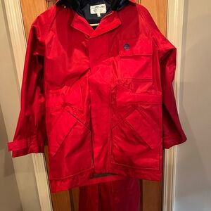 Red two piece north sports sailing and yachting waterproof set size Small